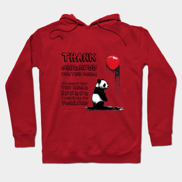 Panda with Red Balloon - A Satirical Take on Banksy's Girl with Balloon Hoodie by ThatSimply!